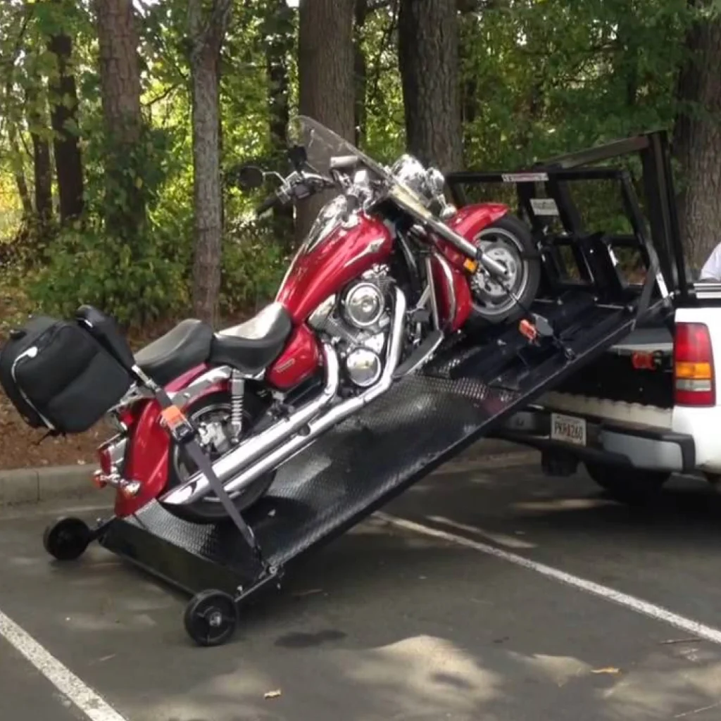 a motorcycle on a truck