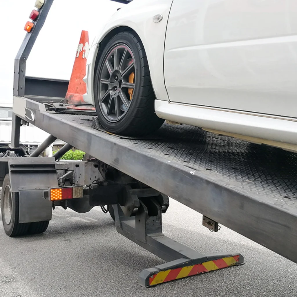 a car on a flatbed