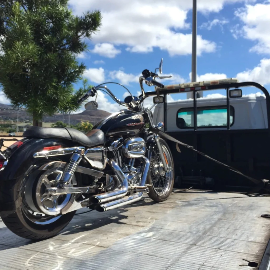 a motorcycle on a trailer