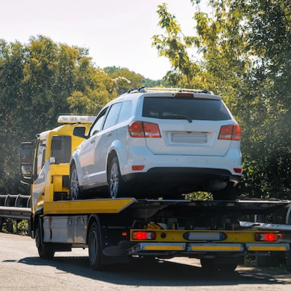 a car on a tow truck