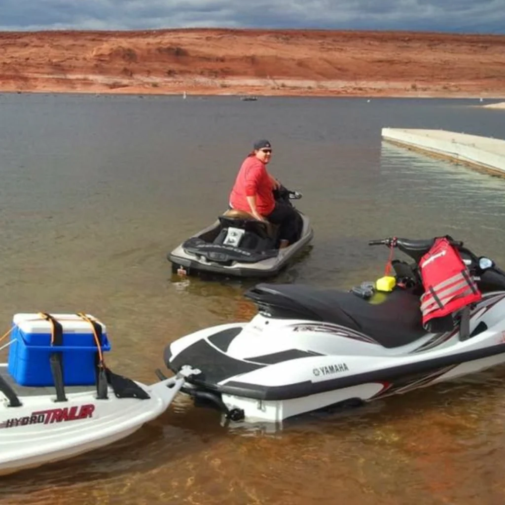 a person on a jet ski in water