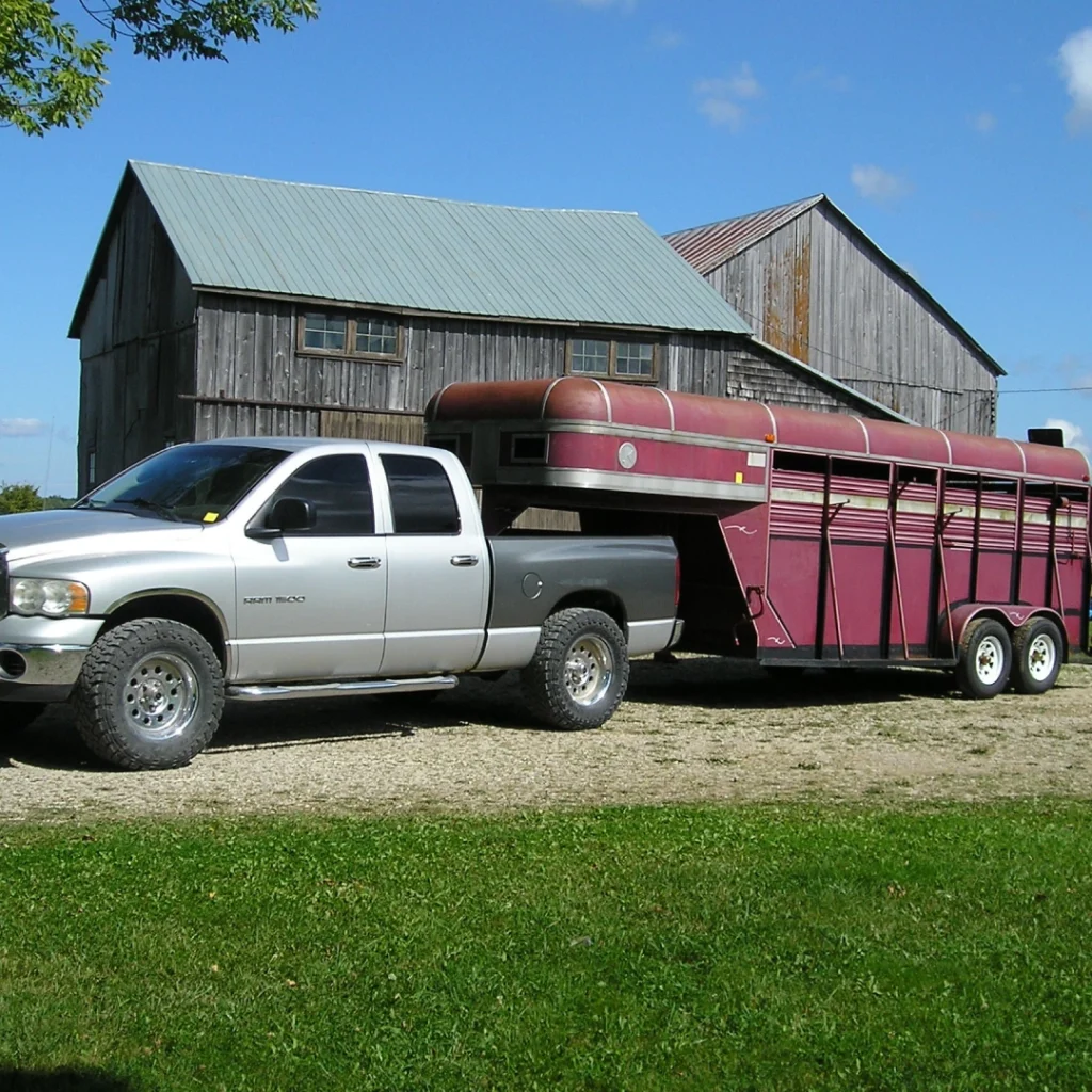 a truck with a horse trailer