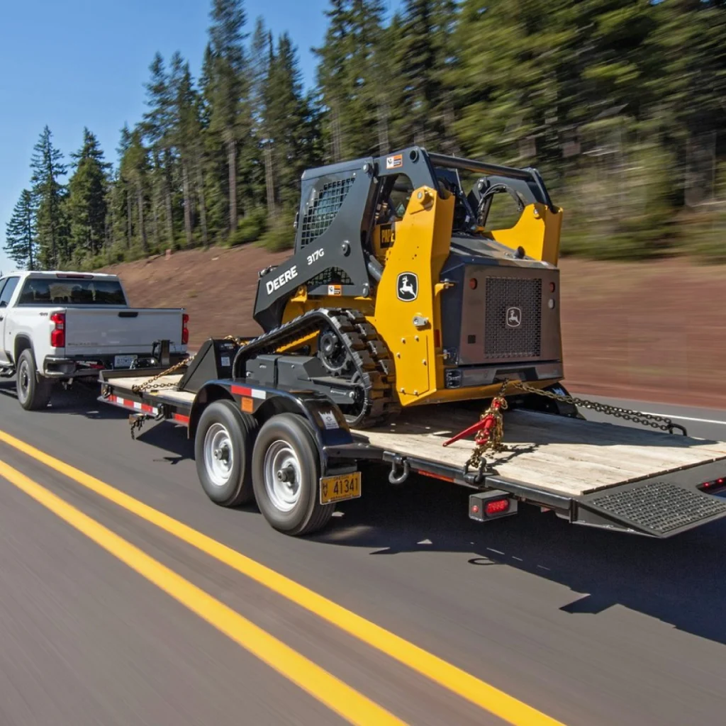 a truck towing a tractor